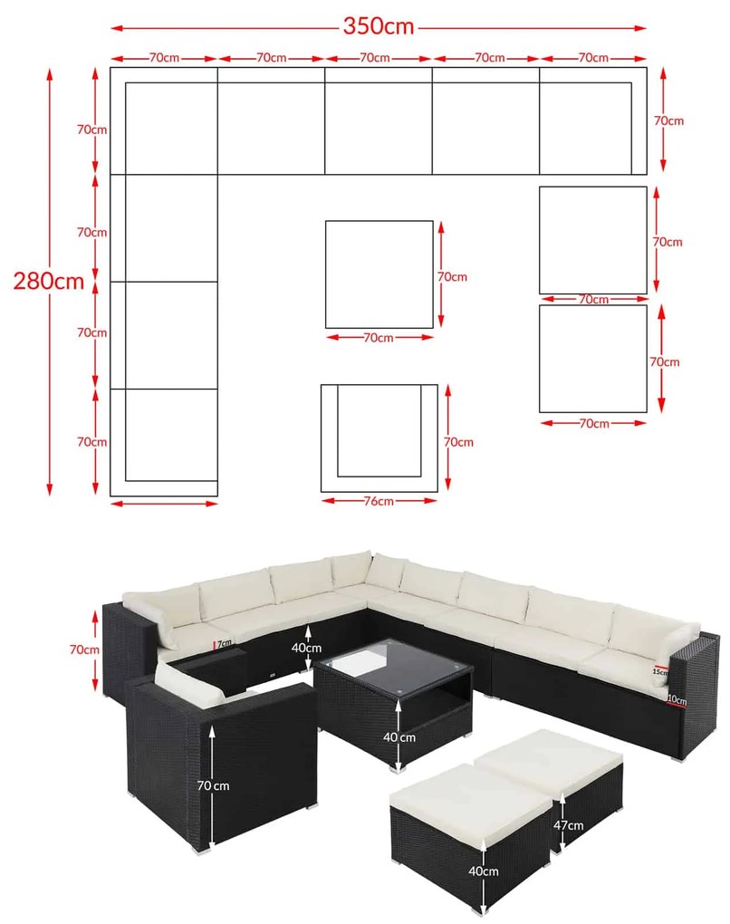 Casaria® Agen II kerti rattan bútor szett
