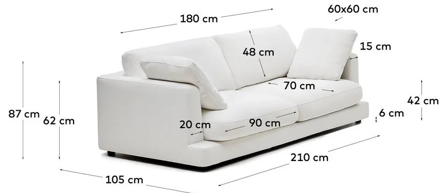 Fehér kanapé 210 cm Gala – Kave Home