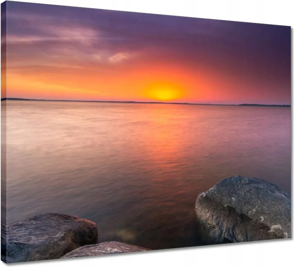 Vászonkép 50x40 Sziklák Tenger naplemente