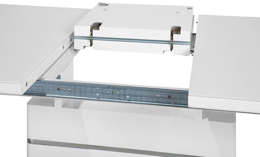 Étkezőasztal Fehér Rozsdamentes Acél 180/220 x 90 cm Bővíthető HAMLER Beliani