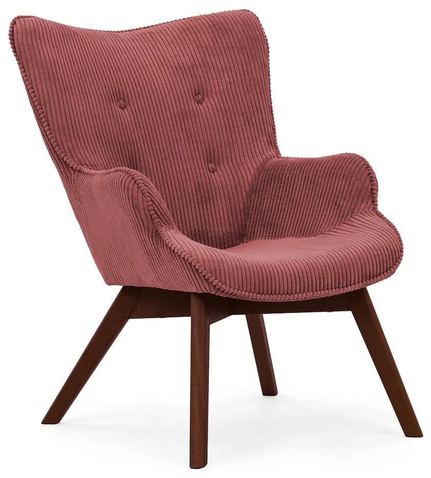 Piros kordbársony fotel lábtartóval Niko – Ropez