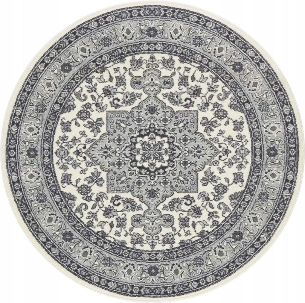 Kerek szőnyeg,szürke krémszínű hagyományos minta 160cm