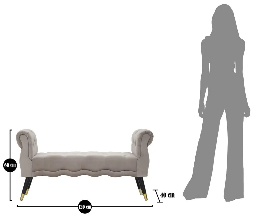 Pad paris grigia/arany 120x40x60cm