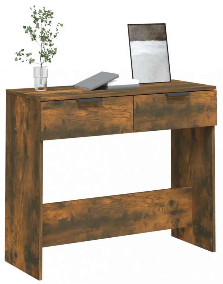 füstös tölgyszínű szerelt fa tálalóasztal 90 x 36 x 75 cm