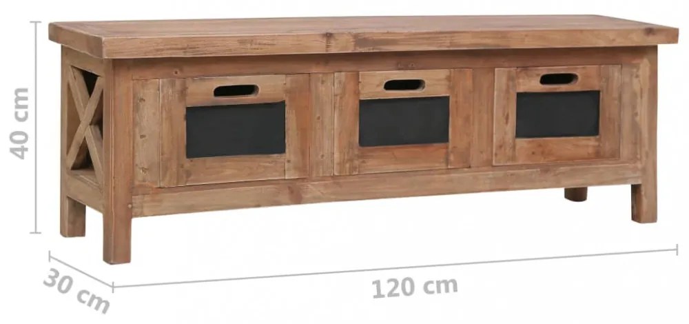tömör mahagóni TV-szekrény 3 fiókkal 120 x 30 x 40 cm