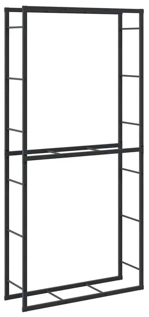 tűzifa állvány Fekete 100x30x209 cm Acél