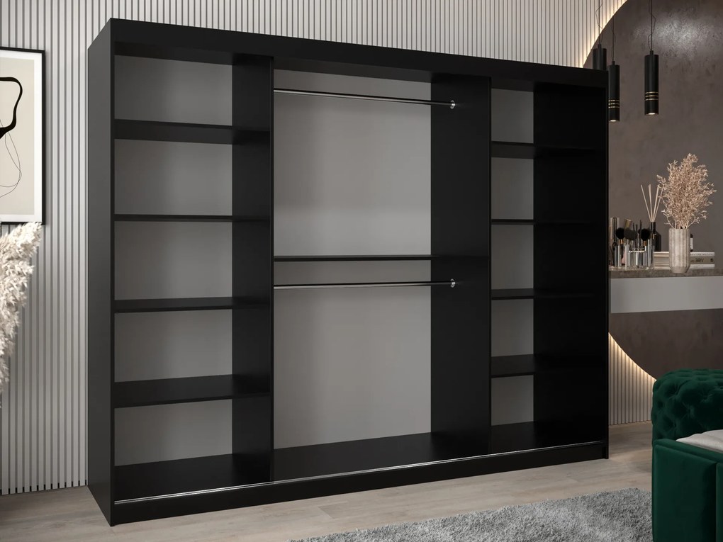Ruhásszekrény 250 cm Eclipse (matt fekete + artisan tölgy). 1063447