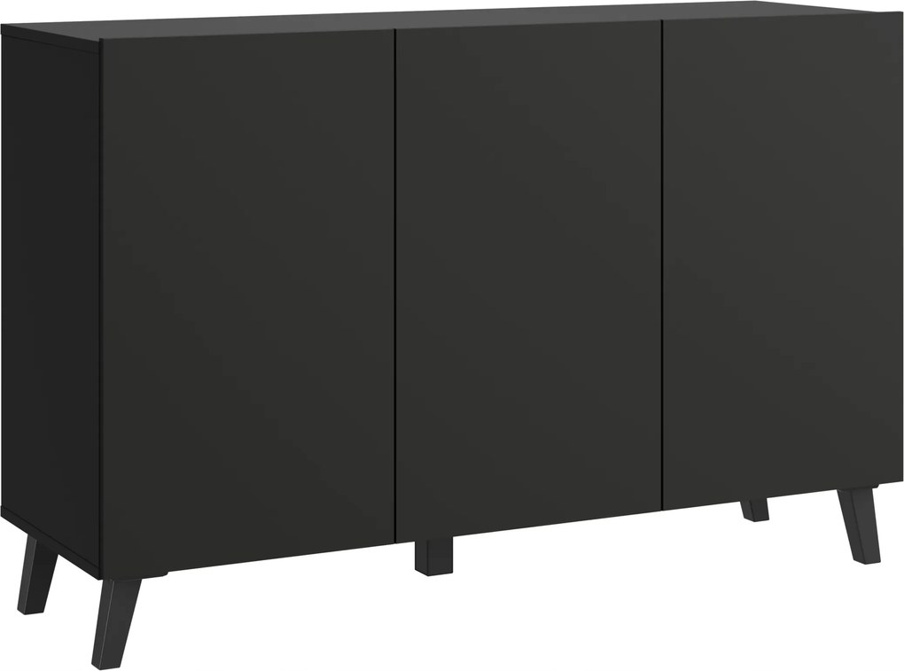 Phuket komód 120 cm 3 ajtós fekete grafit, sideboard, csendes ház