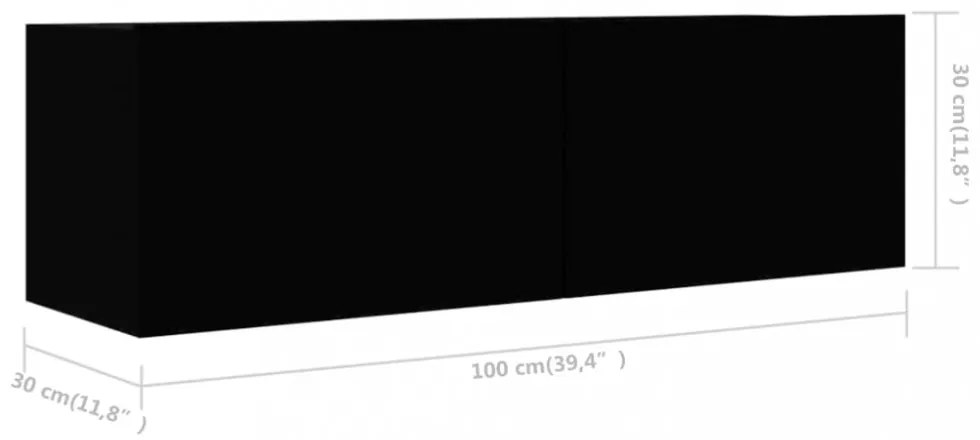 4 db fekete szerelt fa TV-szekrény 100 x 30 x 30 cm