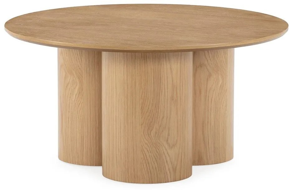 Natúr színű kerek dohányzóasztal tölgyfa dekorral ø 80 cm Lua – MOME
