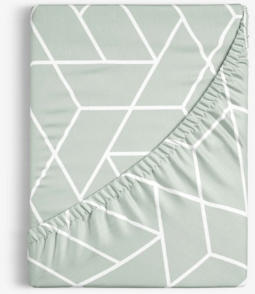 Goldea pamut körgumis lepedő - mozaik minta, zsálya alapon 200 x 200 cm