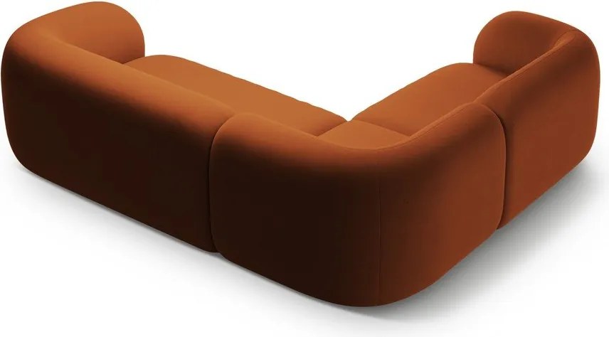 Terrakotta színű bársony sarokkanapé (bal oldali-L alakú) Kate – Micadoni