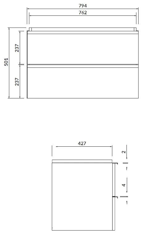 Cersanit - VIRGO függő szekrény a mosdó alatt 80cm, fehér-fekete, S522-025