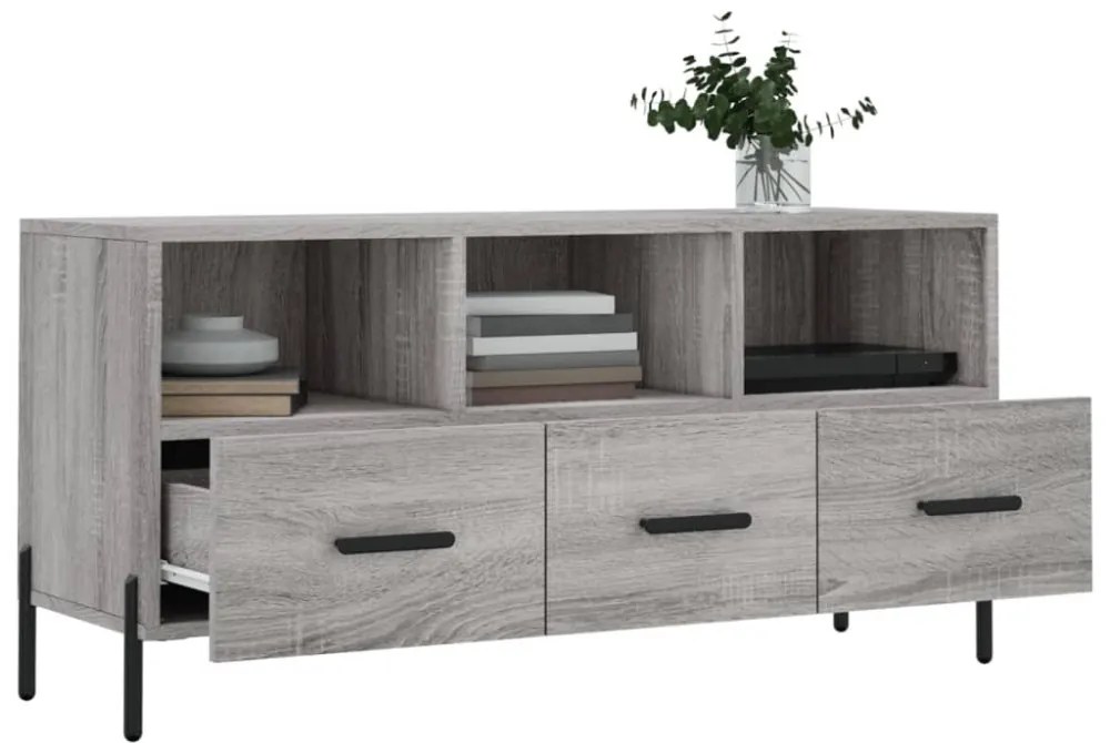 szürke sonoma színű szerelt fa TV-szekrény 102 x 36 x 50 cm