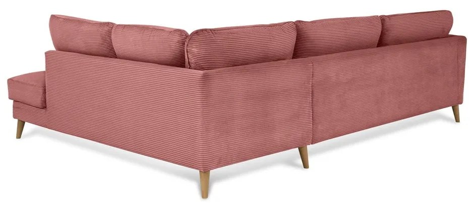 Rózsaszín kordbársony sarokkanapé (jobb oldali) Paris – Scandic