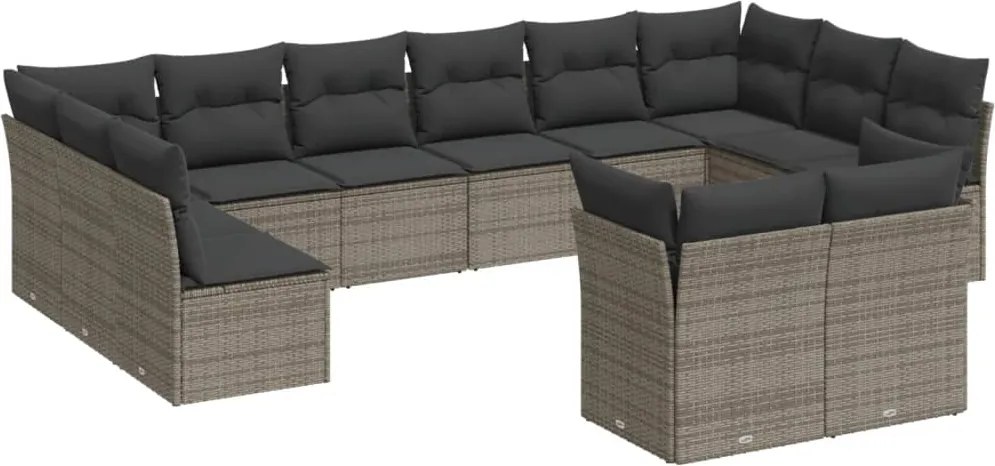 vidaXL 12 részes szürke polyrattan kerti ülőgarnitúra párnákkal