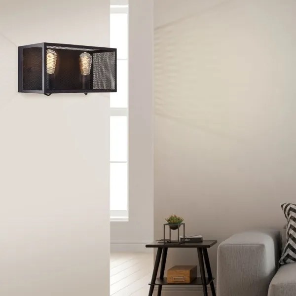 Brilliant - Fali lámpa MAZE 2xE27/40W/230V fekete