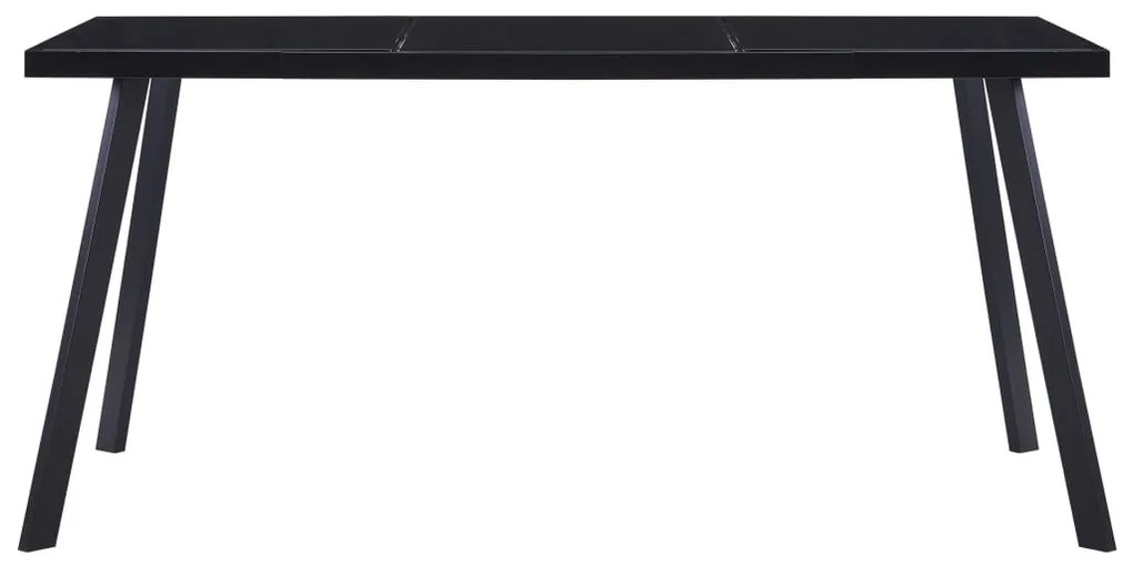 Fekete edzett üveg étkezőasztal 180 x 90 x 75 cm