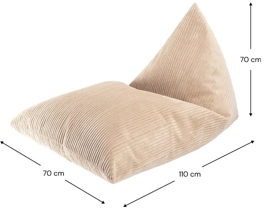 Világosbarna kordbársony gyerek babzsákfotel Big Lounger – Wigiwama
