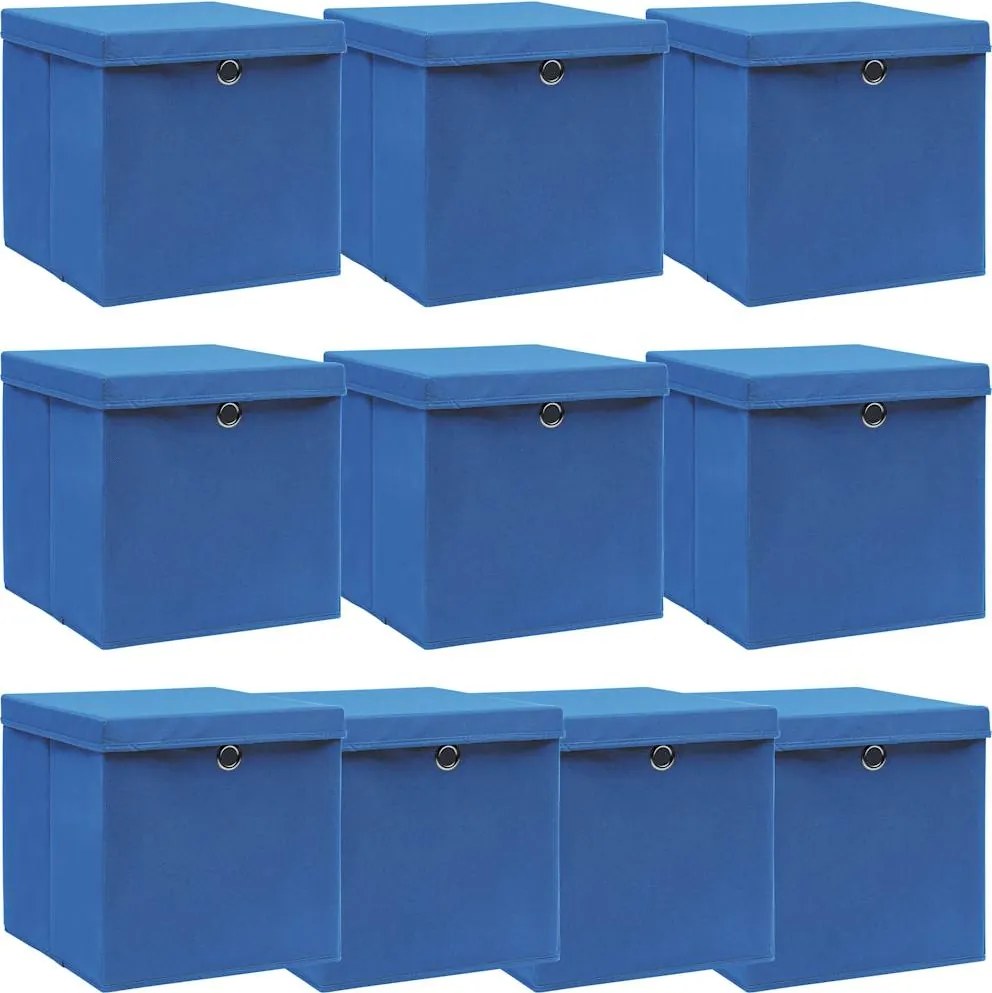 vidaXL 4 db fekete szövet tárolódoboz fedéllel 32 x 32 x 32 cm