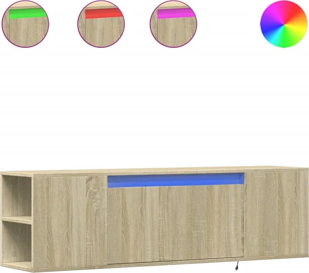 vidaXL sonoma tölgy színű fali TV-szekrény LED-ekkel 135x31x39,5 cm