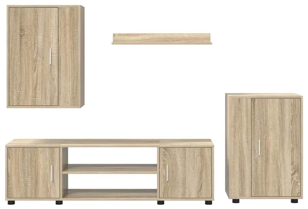 4 részes TV szekrény szett 4 pcs sonoma tölgy Faanyag