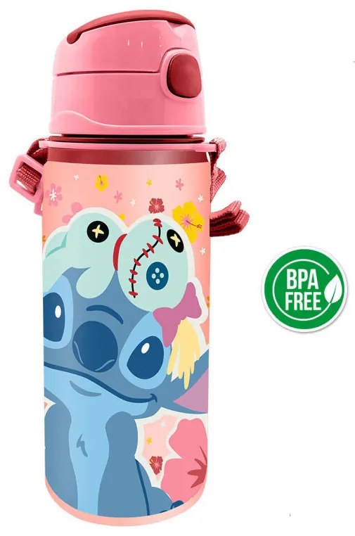 Disney Lilo és Stitch, A csillagkutya Scrump alumínium szívószálas kulacs akasztóval 600 ml