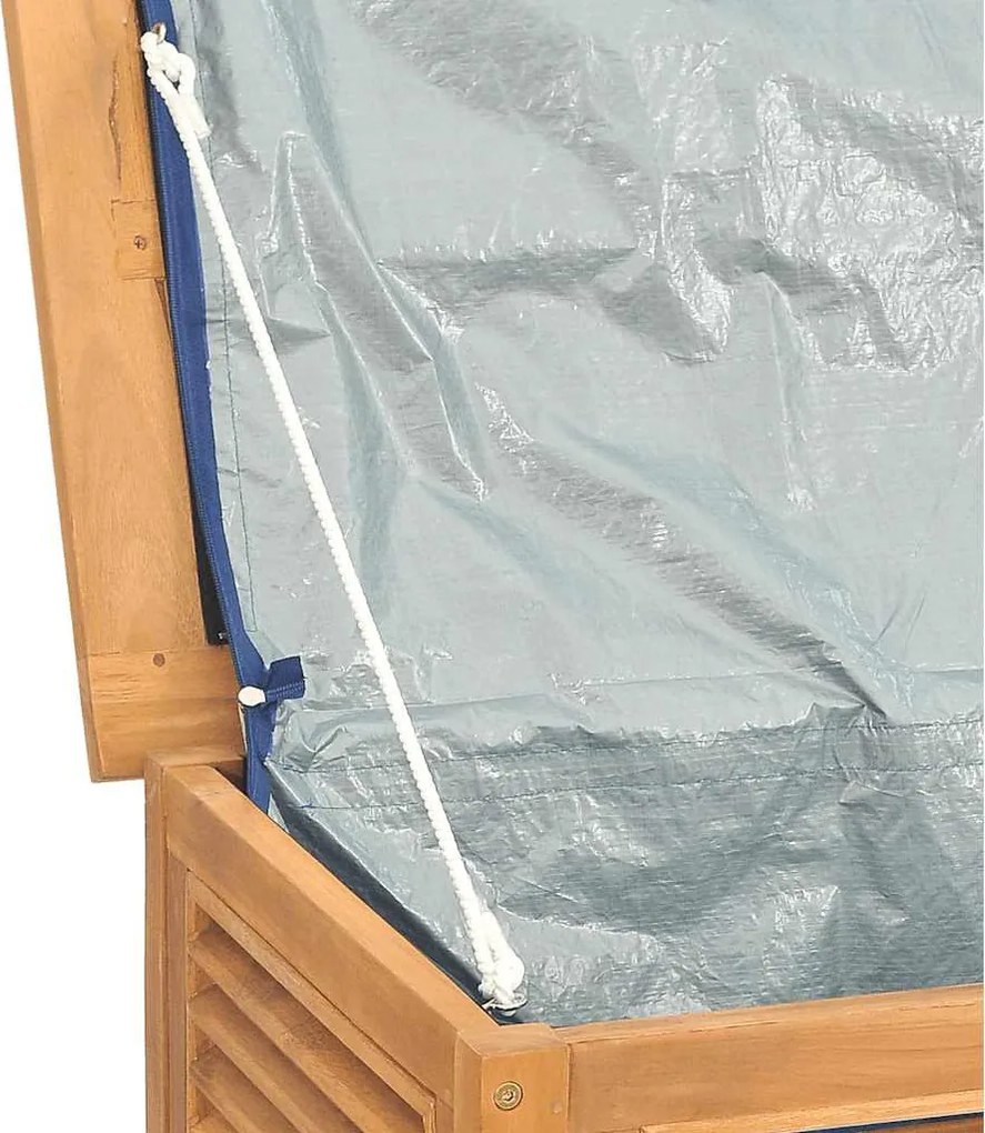 vidaXL tömör tíkfa kerti tárolóláda zsákkal 200 x 50 x 55 cm