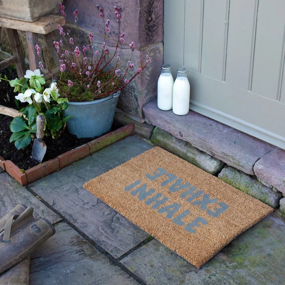 Kókuszrost lábtörlő 60x90 cm Inhale Exhale – Artsy Doormats