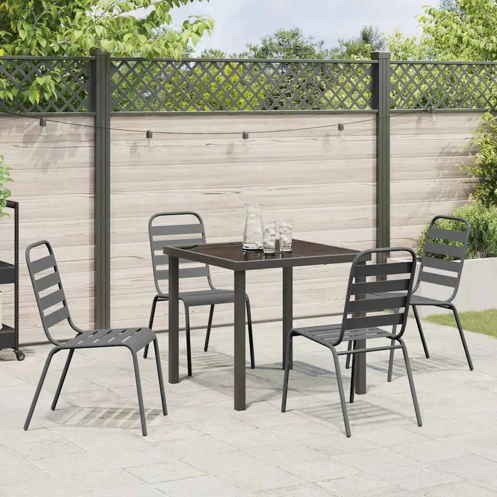 Kert étkező szett 5 pcs Sötétszürke Acél