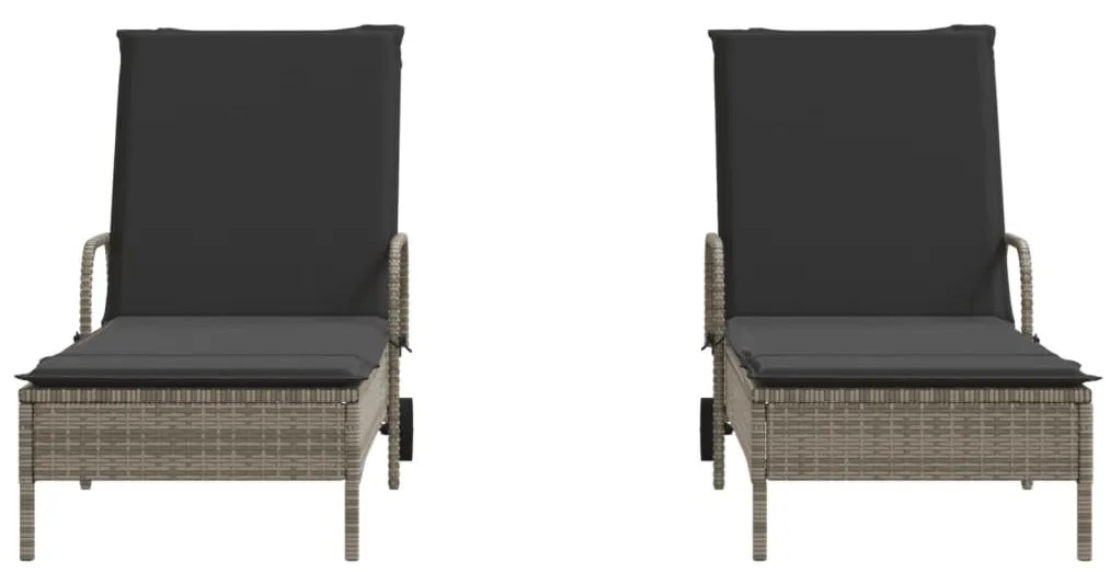 2 db világosszürke polyrattan napozóágy párnával