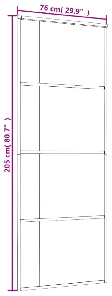 fehér matt ESG üveg és alumínium tolóajtó 76x205 cm