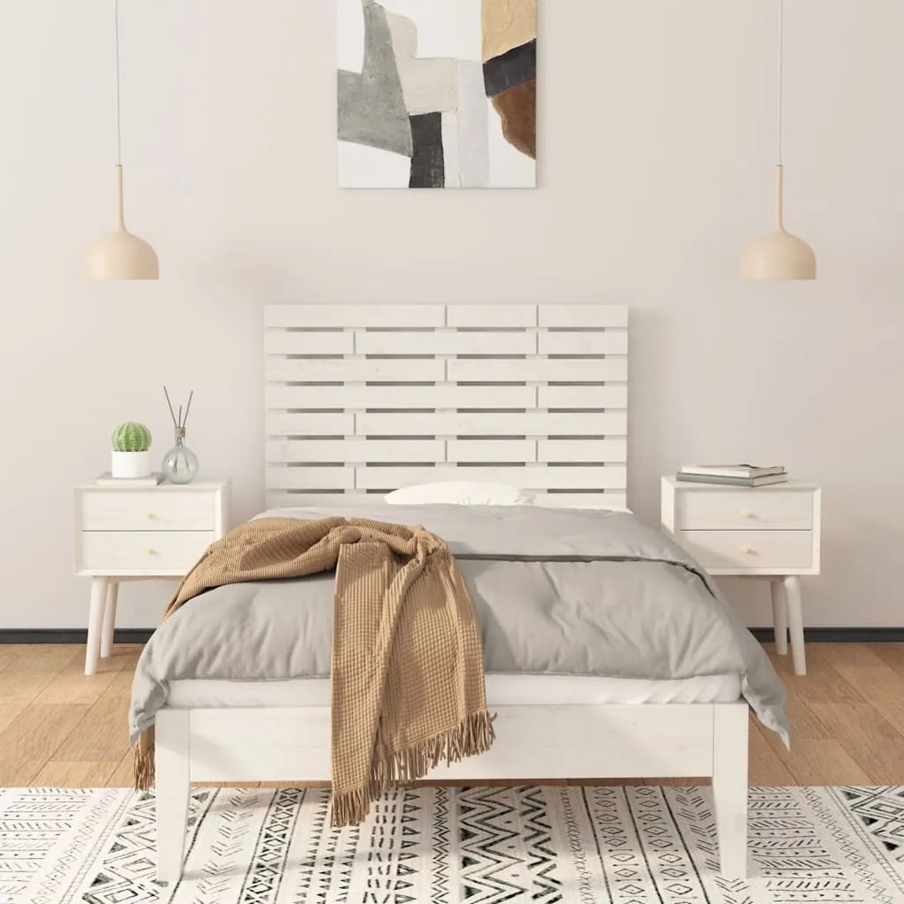 fehér tömör fenyőfa fali fejtámla 106 x 3 x 63 cm
