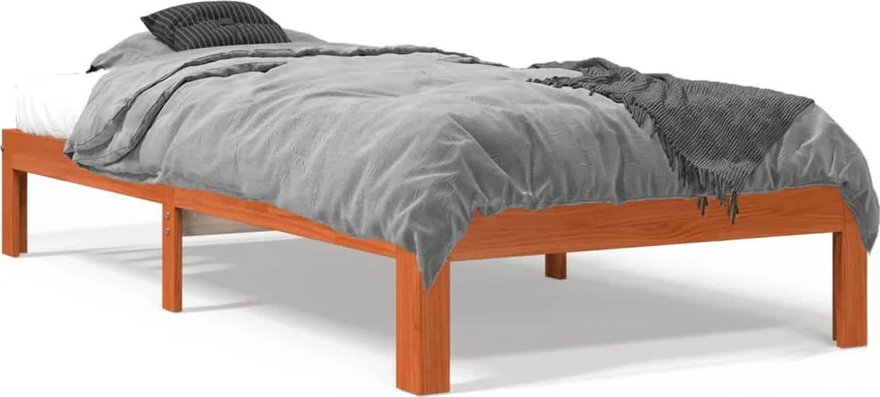 vidaXL viaszbarna tömör fenyőfa ágy matrac nélkül 75 x 190 cm