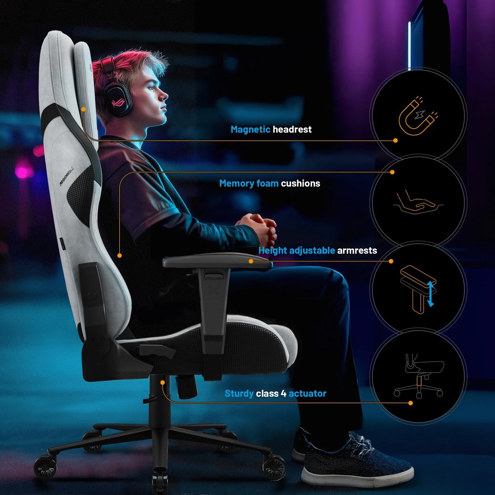 Gamer szék Normal Size, szürke-fekete: Diablo X-One Prime Nightwolf Moon
