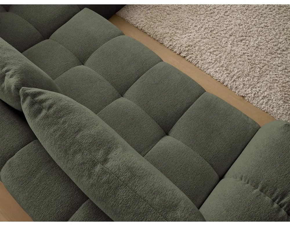 Zöld zsenília kinyitható-tárolóhelyes sarokkanapé (jobb oldali-L alakú) Everest – Bobochic Paris