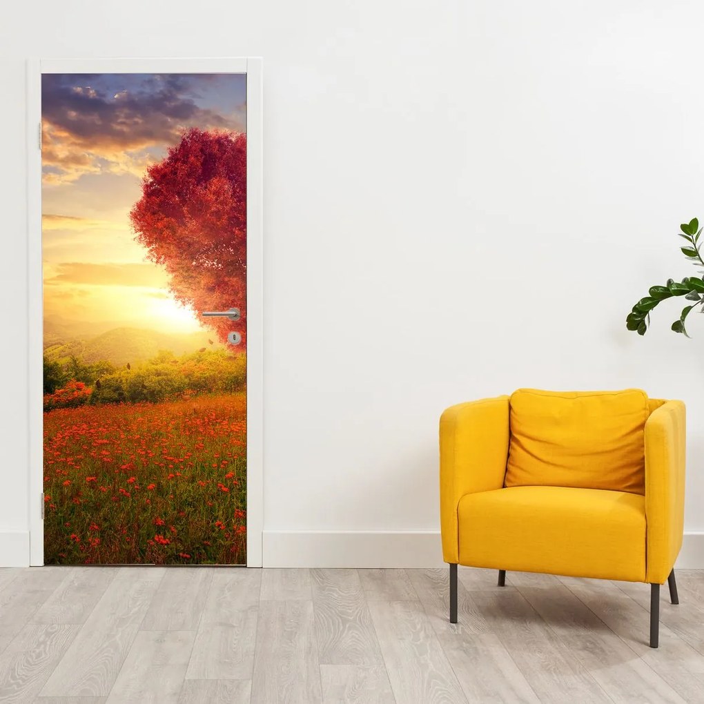 Fotótapéta ajtóra - Szív alakú fa (95x205cm)