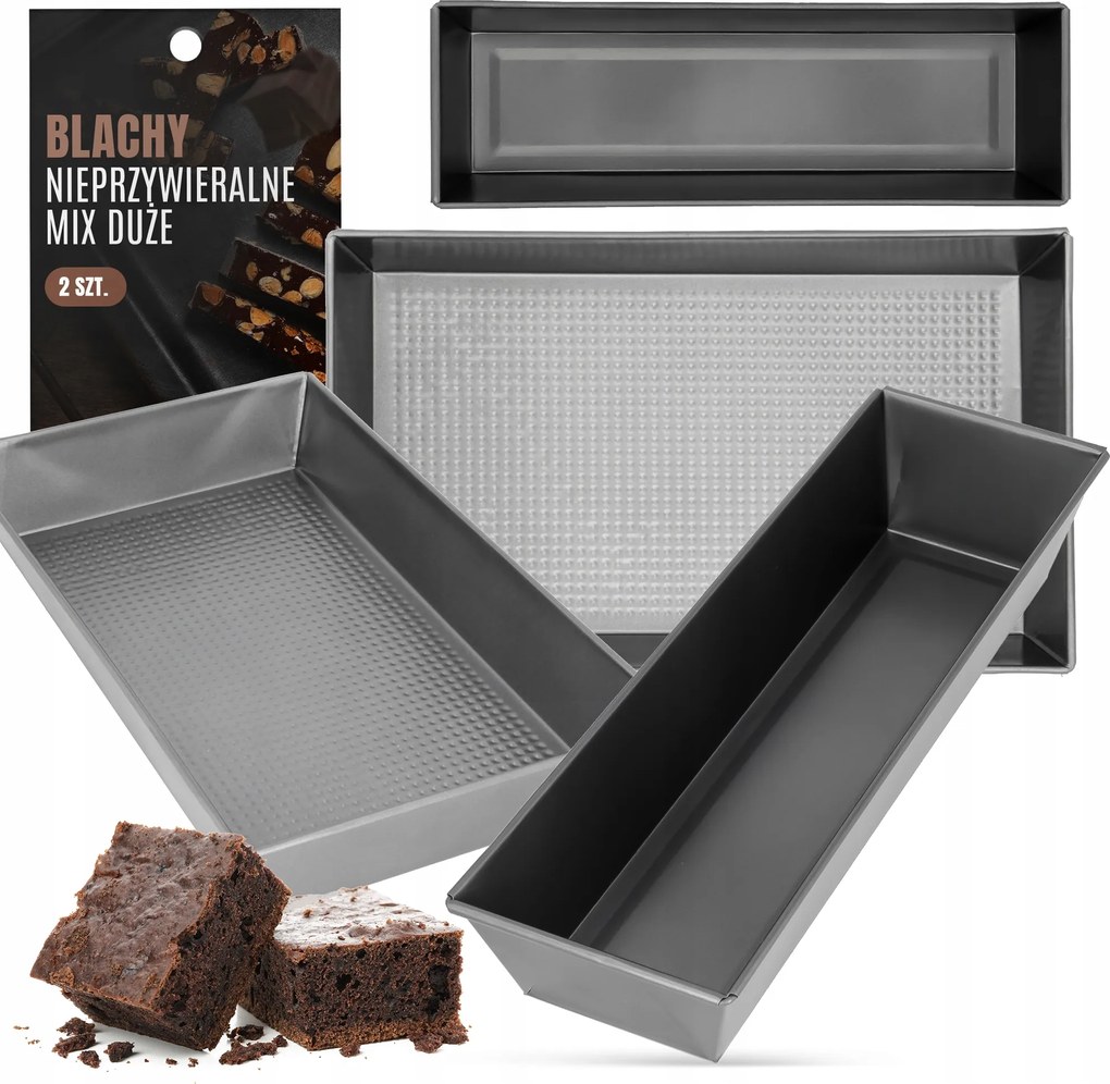 2x Tepsi Torta Sütőforma Téglalap alakú Tortaforma Kompl L0