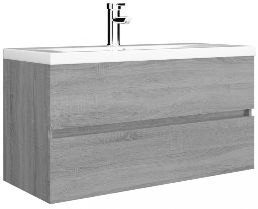 szürke sonoma színű szerelt fa éjjeliszekrény 90x38,5x45 cm