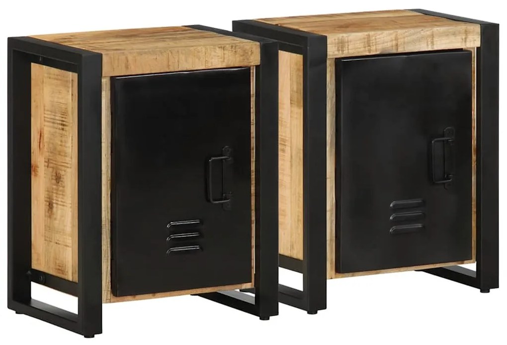 Éjjeli szekrények 2 db tömör nyersfa mangó