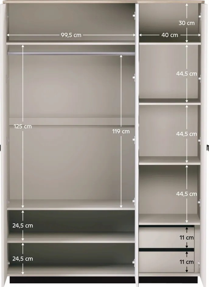 Szekrény tükörrel, szürkésbarna Taupe/silverjack tölgy, DOMCA 3D