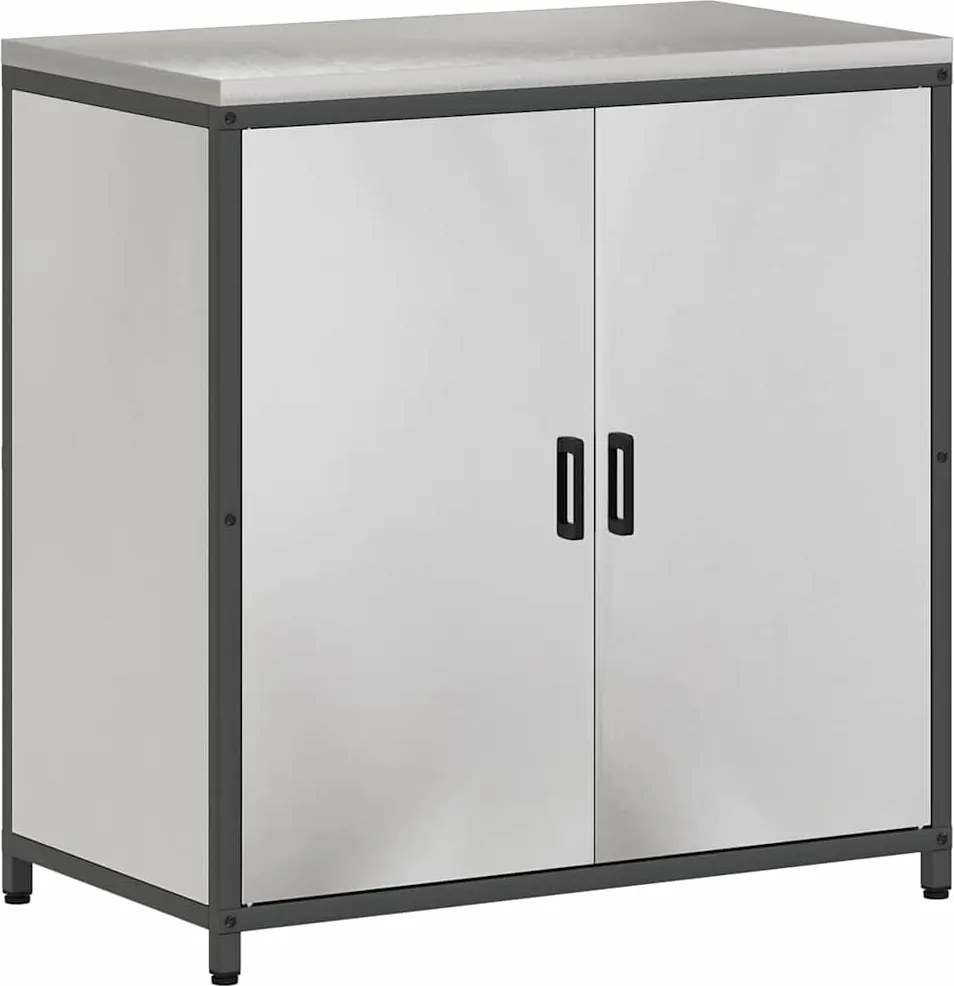 vidaXL Konyhai Tárolás polcokkal tárolóval Ezüst 60 x 50 x 92 cm Acél