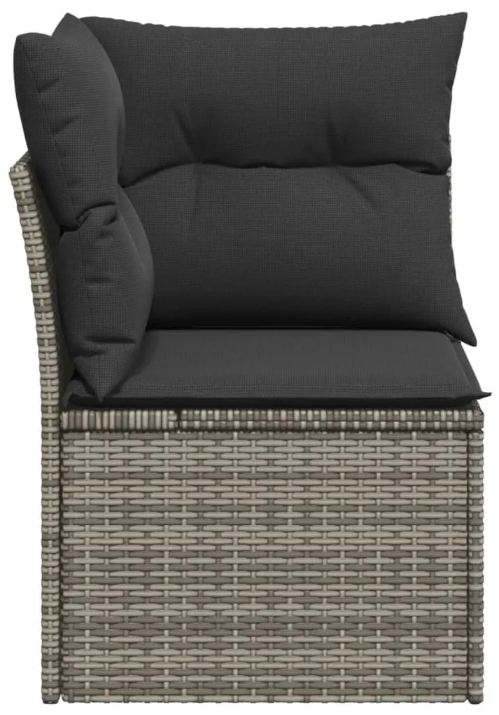 Szürke polyrattan kerti sarokkanapé párnával