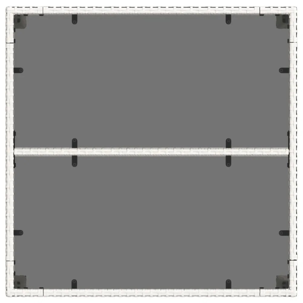 fehér polyrattan üveglapos kerti asztal 90 x 90 x 75 cm