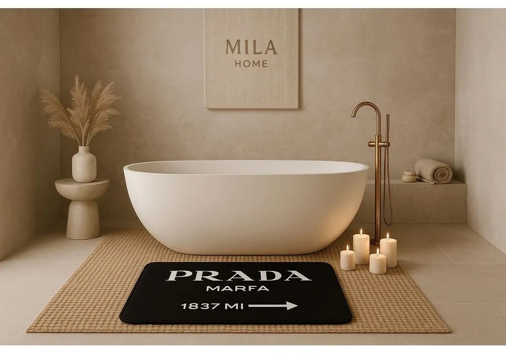Fekete bársony fürdőszobai kilépő 60x100 cm Prada – Mila Home