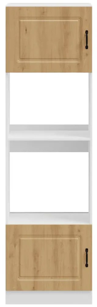 Kalmar 2 db kézműves tölgy színű szerelt fa sütőszekrények