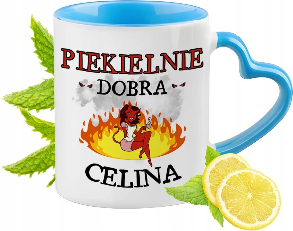 Celina Kék Bögre Szív Alakú Füllel Kávé Ajándék