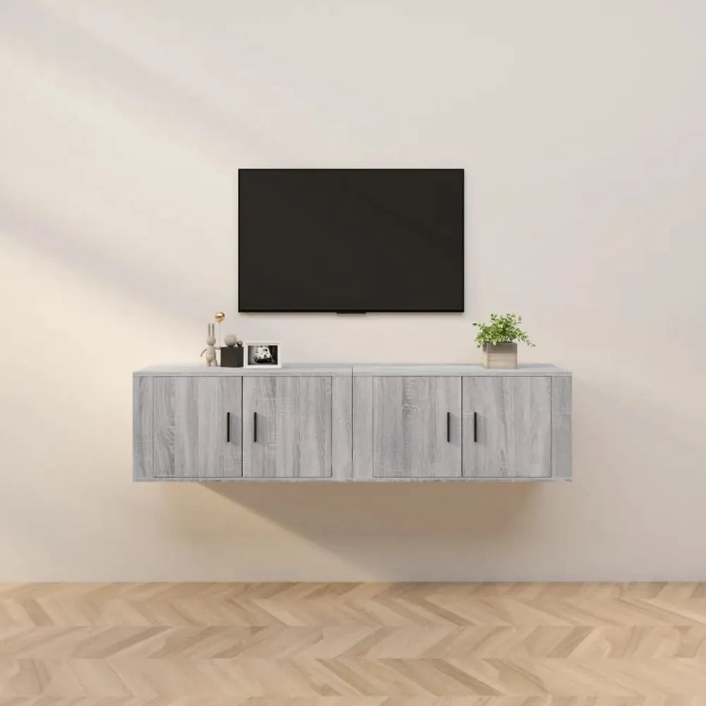 2 db szürke sonoma falra szerelhető TV-szekrény 80x34,5x40 cm