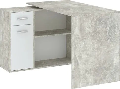 NASH 1 ajtós, 1 fiókos íróasztal | Beton + Fehér