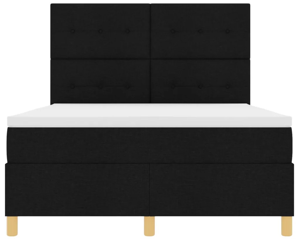 Boxspring Ágy Mattress &amp; LED Fekete 140x200 cm Szövet